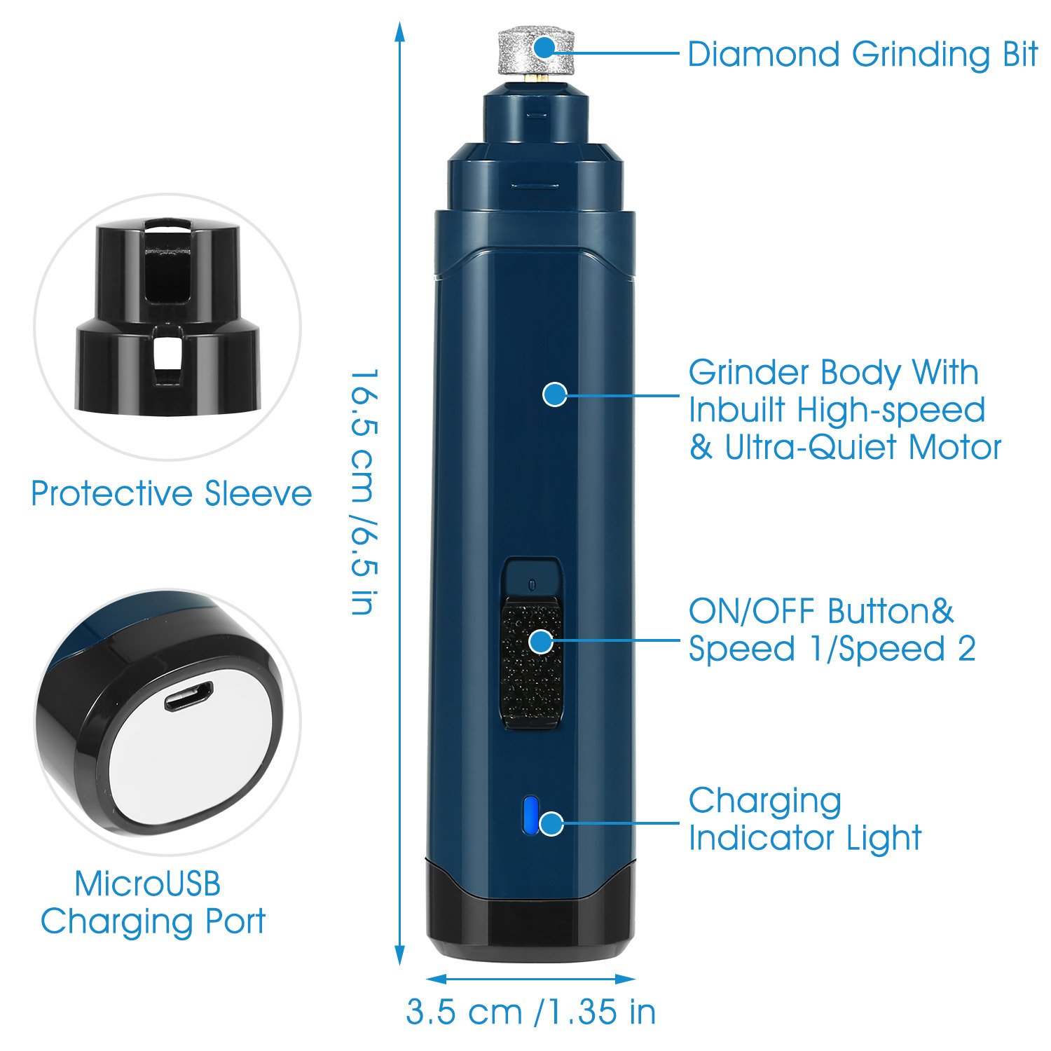 Cordless Dog Nail Grinder — 2-Speed, USB Rechargeable - Image 5