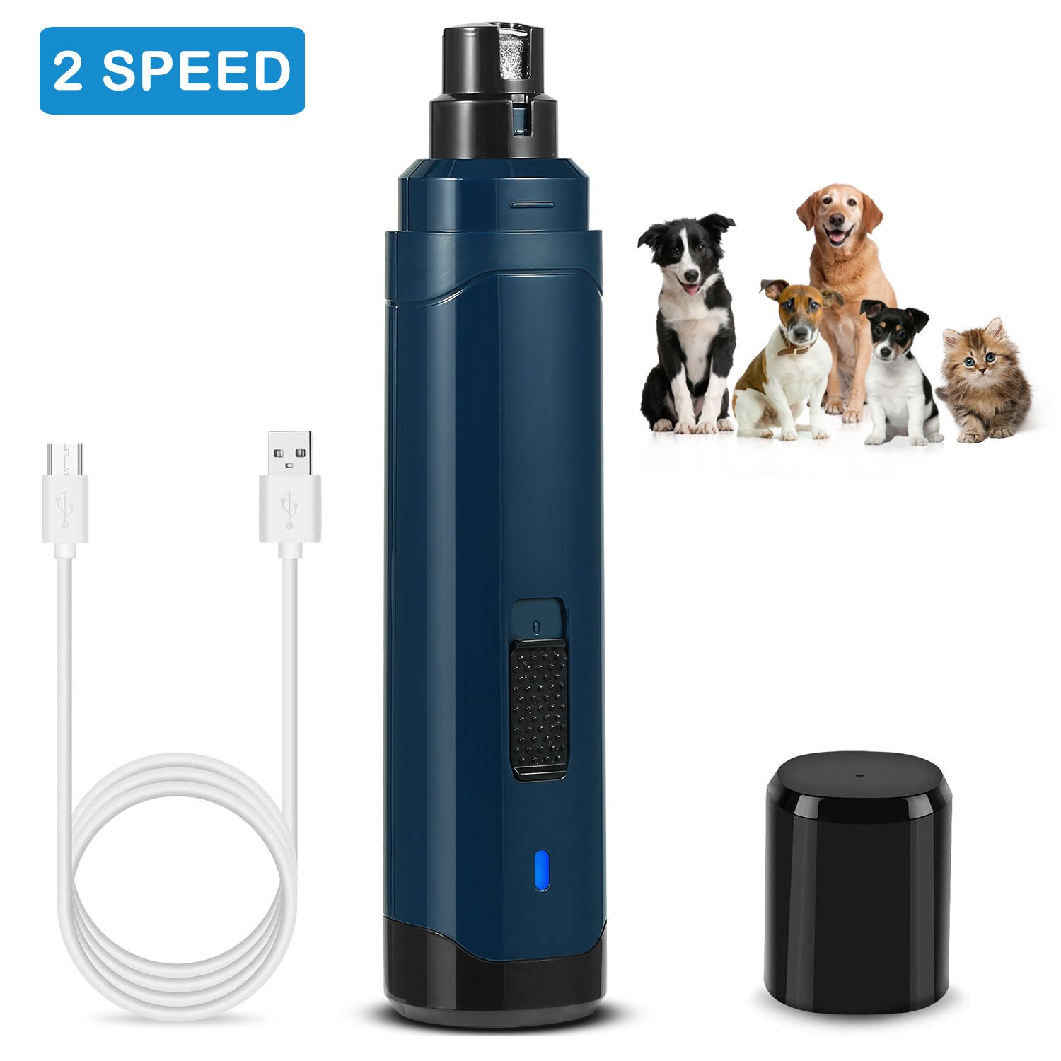 Cordless Dog Nail Grinder — 2-Speed, USB Rechargeable