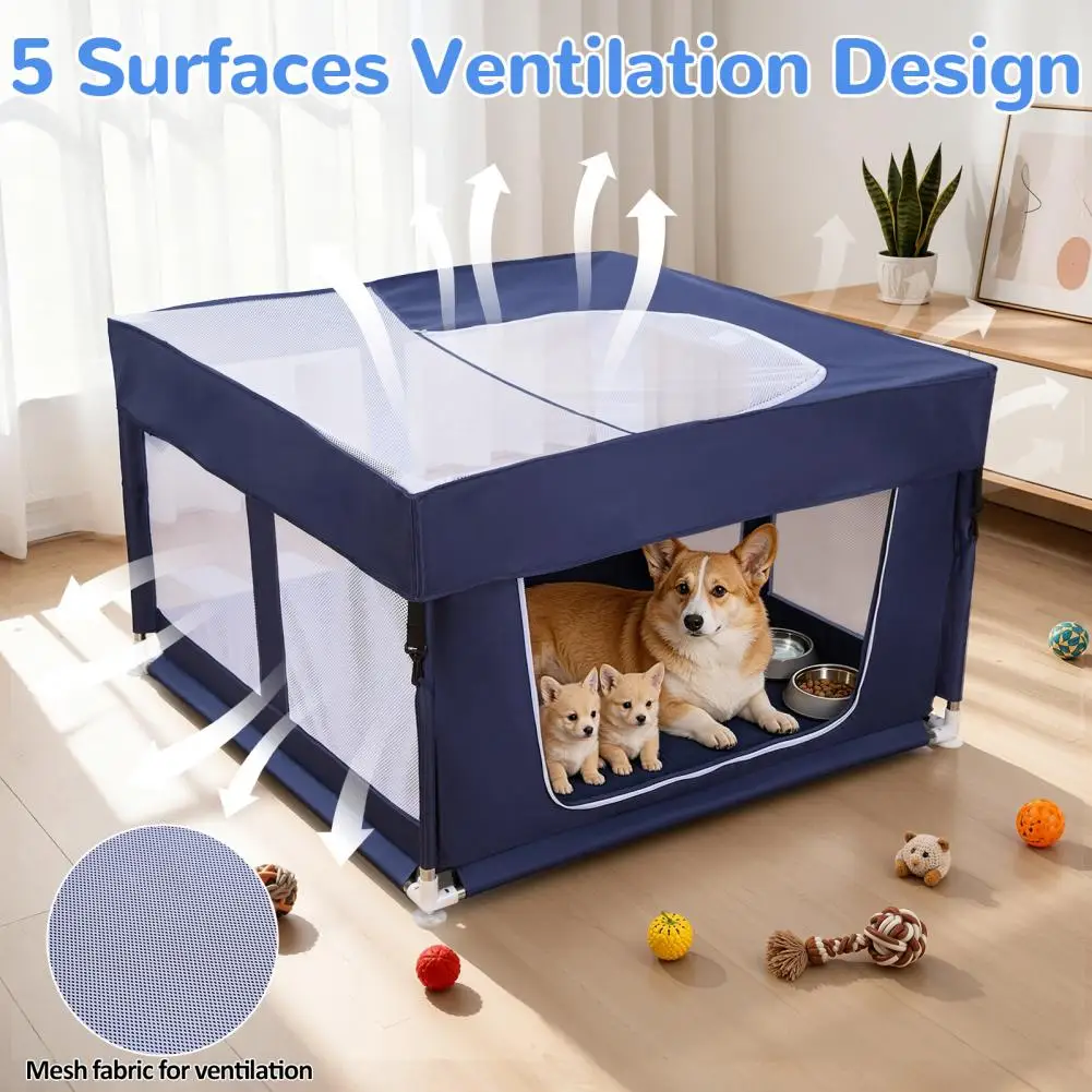 Foldable Dog Playpen with Top Cover - Image 2