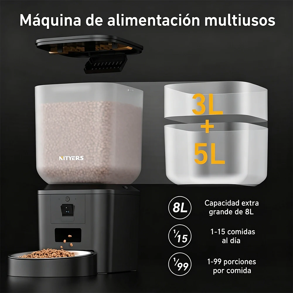 Nityers 8L Automatic Cat Feeder with 1080p WiFi Camera - Image 2