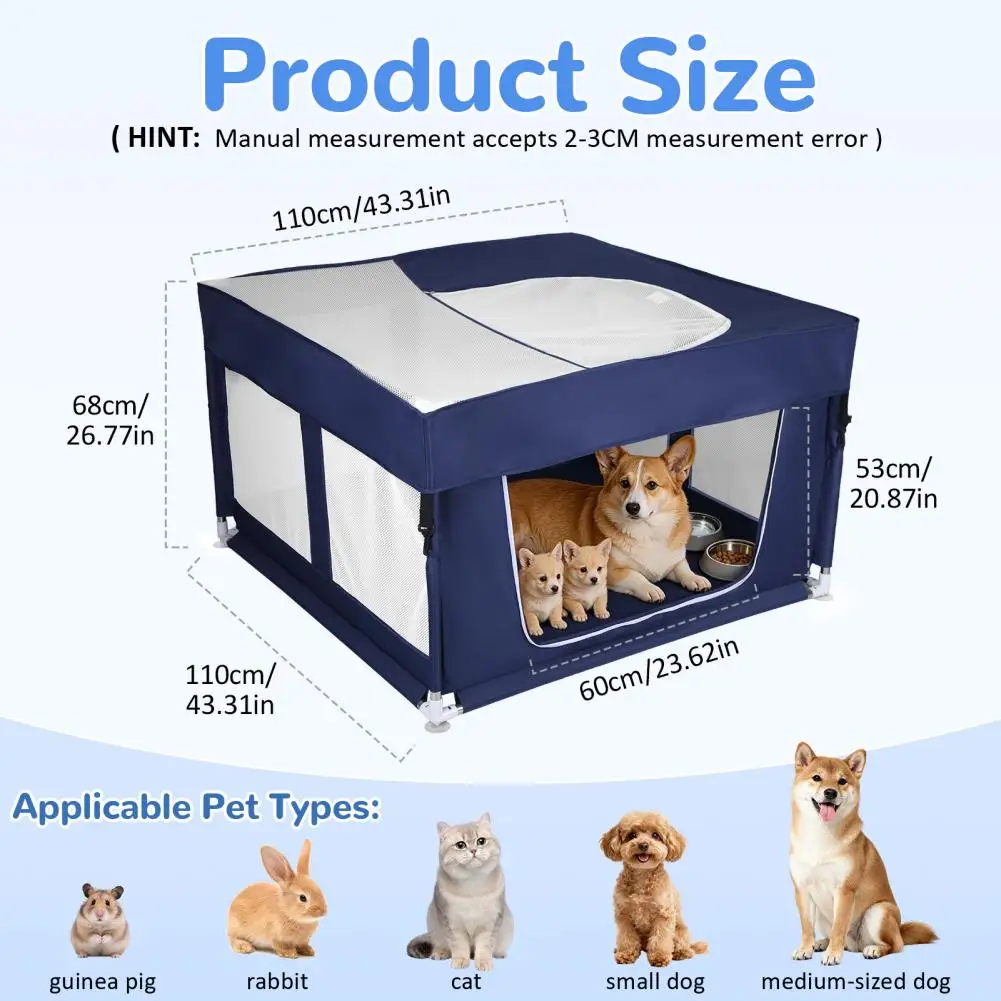 Foldable Dog Playpen with Top Cover - Image 6