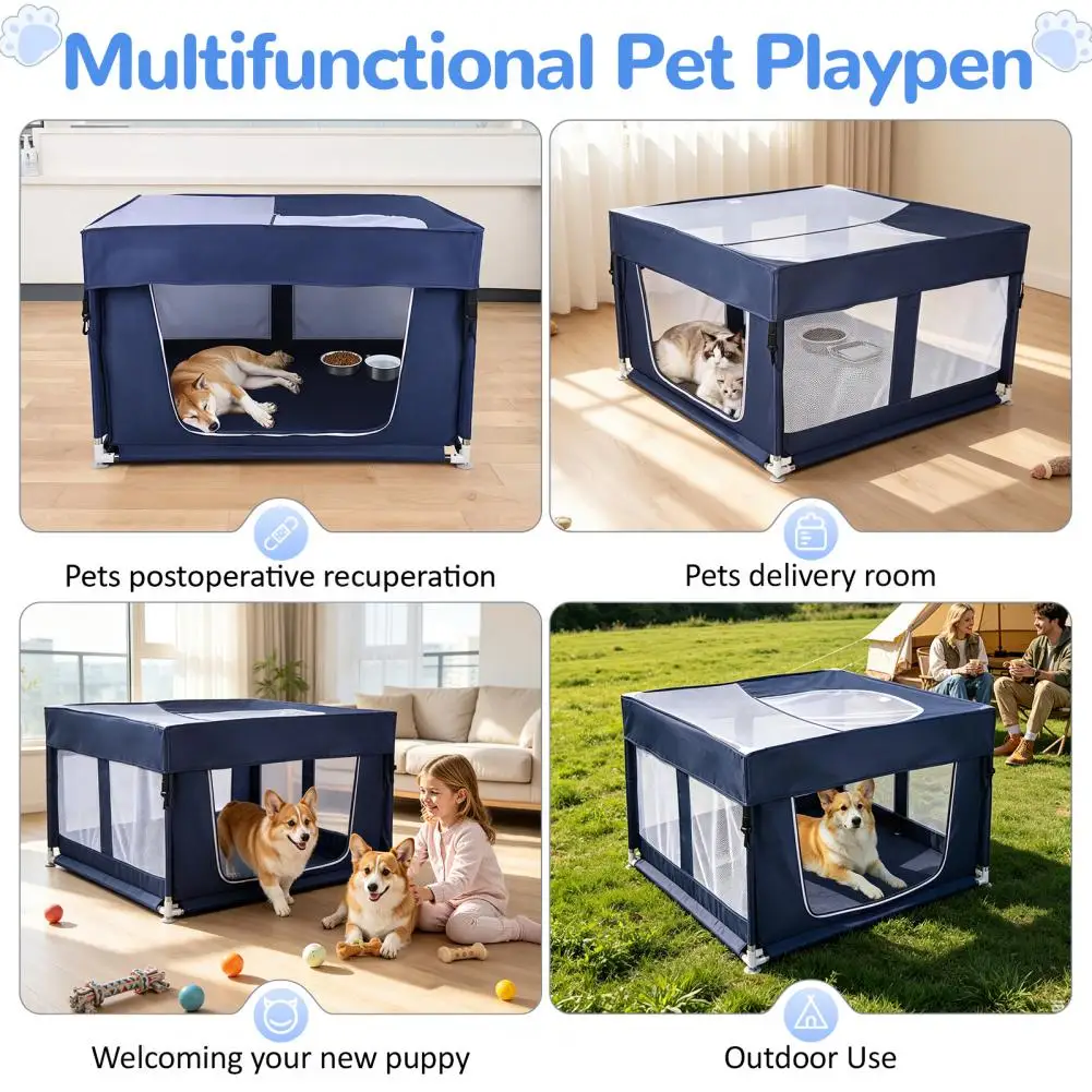 Foldable Dog Playpen with Top Cover - Image 3