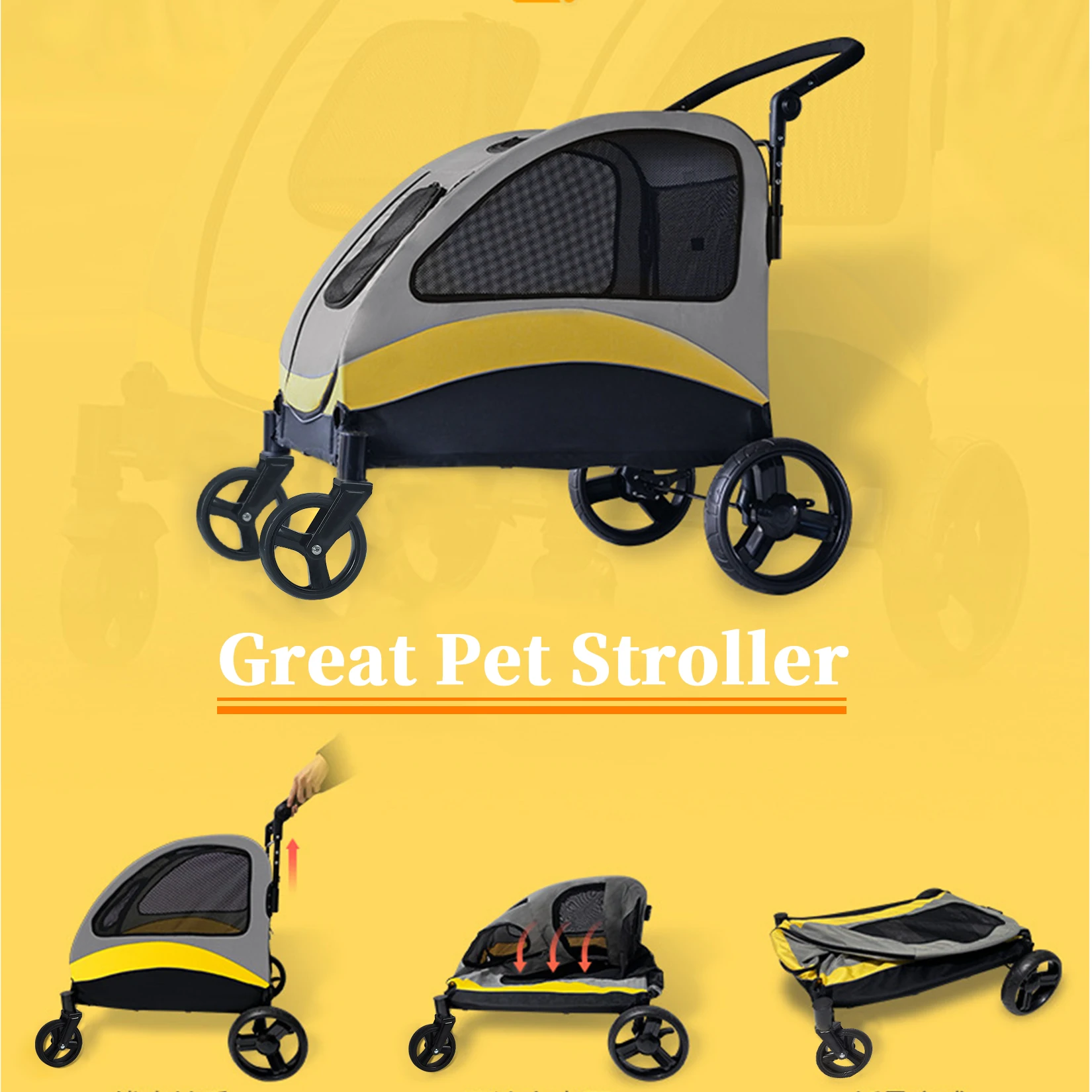 Portable Dog Stroller — 4-Wheel, Large Dogs - Image 5