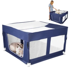 Foldable Dog Playpen with Top Cover