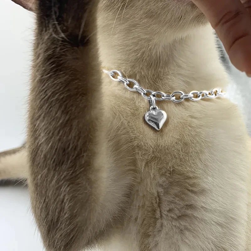 Gold Heart Charm Pet Necklace - Image 7