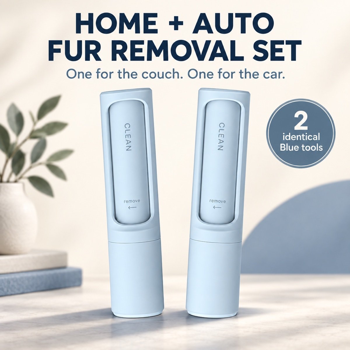 X-DB Home + Auto Fur Removal Set with two identical Blue tools